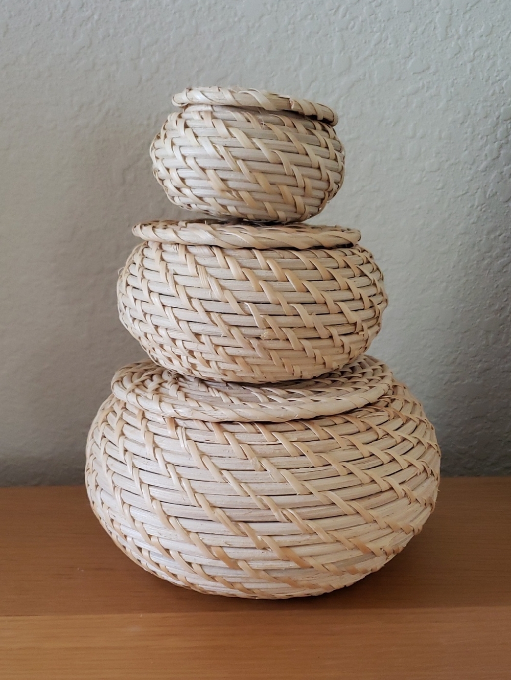 Woven Natural Rattan Nesting Basket Set - Neutral